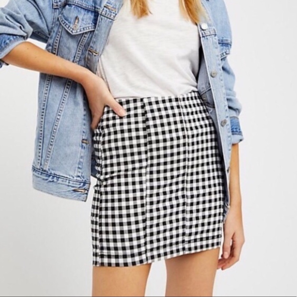 FREE PEOPLE Modern Femme Skirt Checked Gingham